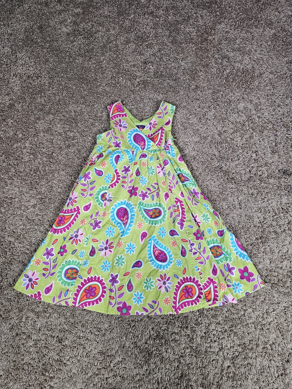 So Jenni Girls Dress Size 6x Green Multicolor Floral Paisley